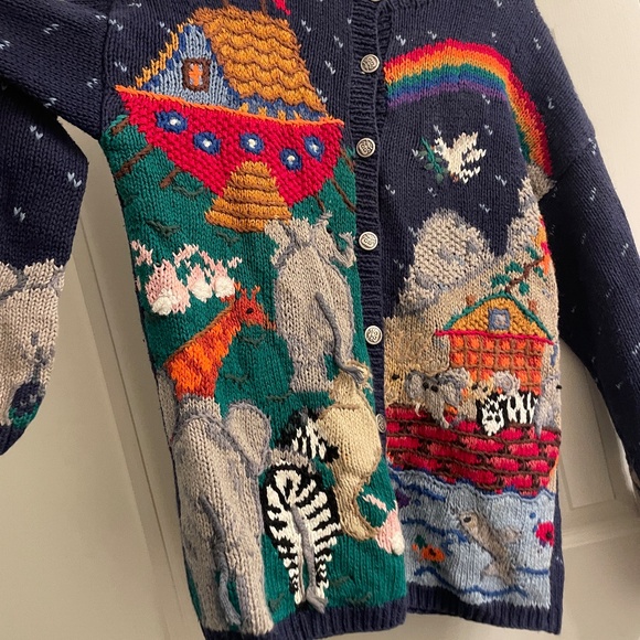 Vintage Signatures by Northern Isles Noah's Ark Navy Ugly Christmas Cardigan - Picture 8 of 9